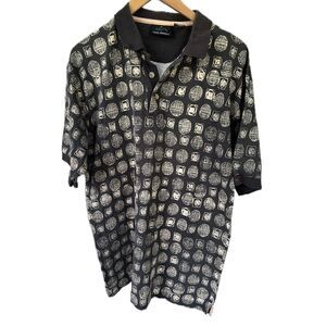 Greg Norman Men's 100% Cotton All Over Geometric Graphic Polo Shirt L